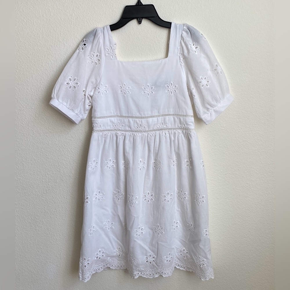 Trixxi Big Girls Short Sleeve White Eyelet Dress Size 16